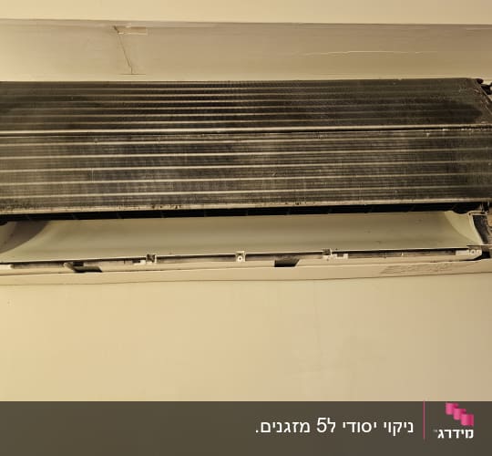 יחידת מיזוג אוויר פתוחה עם חלקים פנימיים חשופים